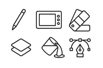 Poster - Collection of essential design tools and elements on a clean background showcasing creativity and innovation in design work
