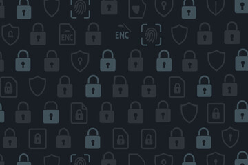 Poster - Digital security symbols create a seamless pattern showcasing modern encryption technology and protection methods