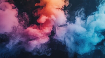 Poster - Abstract colorful smoke swirls on black background. (8)