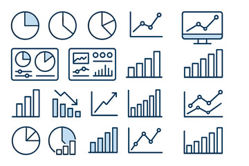 Poster - Diverse collection of graphs and charts used for data analysis and visualization in business reporting