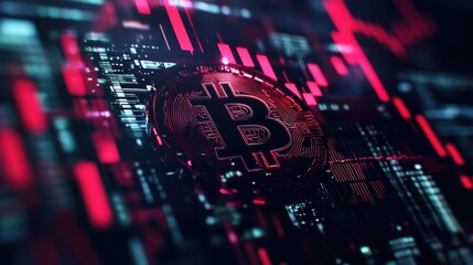 Poster - Digital financial chart with an upward trend on a technology and cryptocurrency background.