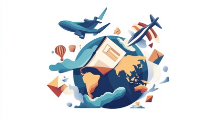 Poster - Global postal mail abstract concept vector illustrations. illustration , no logos, no brands