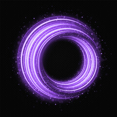 Wall Mural - glowing swirl ring with sparkling particles on a transparent background. shiny circular motion creat