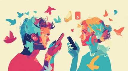 Poster - Social Media. Communication Concept (vector version in portfolio) illustration , no logos, no brands
