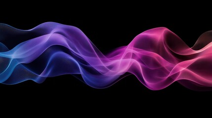 Poster - colorful abstract wave flow on black background for digital art