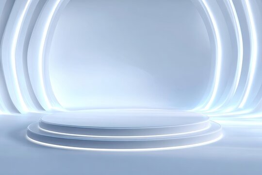 The scene depicts a product against a blank white gradient background, set upon a white backdrop or within an empty studio that has a visible room floor, generated using 3D rendering techniques