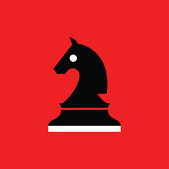 Aufkleber - Elegant black knight chess piece on red background with transparency