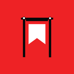 Aufkleber - Abstract design of banner with geometric shape and black lines on red background