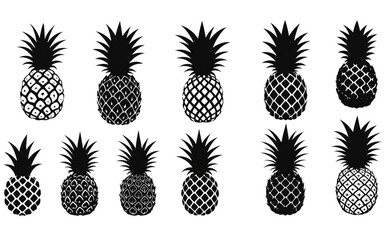 a collection of stylish pineapple icons perfect for branding design projects offering scalable graph