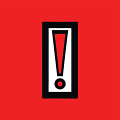 Poster - Bold red exclamation mark symbol on white, suitable for graphic design projects