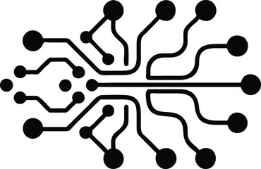 Aufkleber - Ai neural network abstract data flow illustration in a stylish black silhouette design