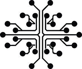 Aufkleber - Abstract black silhouette data flow network icon with transparency and style
