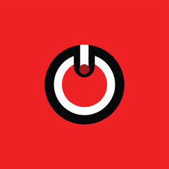 Aufkleber - Minimalist power button symbol illustration on red background suitable for design projects