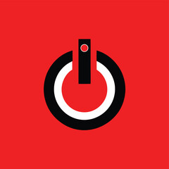 Aufkleber - Red power button icon with a white outline perfect for technology and design concepts