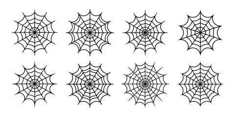 Set Spider web icon white background