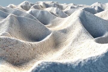 Poster - Close-up of a textured surface with flowing wave-like patterns and subtle color variations, creating a visually intriguing and calming abstract landscape.