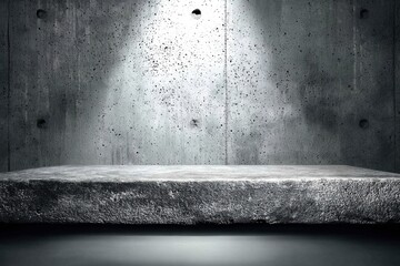 Poster - A stark and minimalist display features a concrete platform against a textured wall, highlighting the industrial design and emphasizing raw, urban aesthetics.
