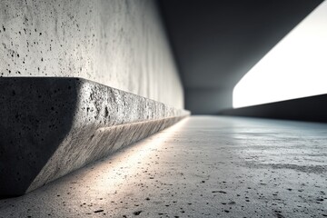 Poster - A striking architectural abstract, a modern concrete structure with light and shadow play, highlighting the rough texture and minimalist design for a stark, futuristic look.