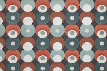 Poster - Retro circles and dots abstract pattern