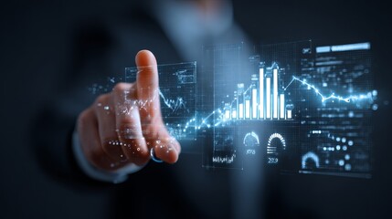 Aufkleber - Digital Business Analytics Data Growth Technology Innovation Financial Charts Graphs Modern Futuristic Interface Screen Presentation Successful Strategy Planning         