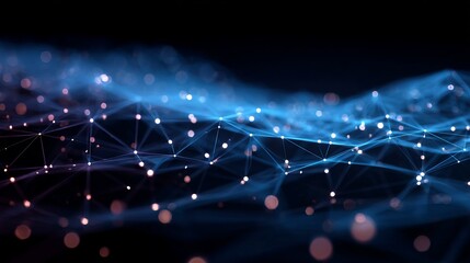 Poster - Abstract Digital Network Connection Blue Glow Elegant Modern Technology Background Futuristic Data Visualization Design Concept Internet Web Global Communication Lines   