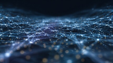 Poster - Abstract Digital Network Connection Lines Elegant Blue Glowing Nodes Futuristic Technology Background Modern Data Science Graphic Design Illustration Web Banner Template 