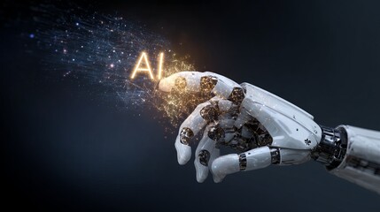 Poster - robotic hand artificial intelligence digital art futuristic technology innovation advanced machine l