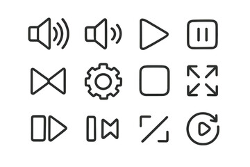Poster - Audio and video player control icons on olive green background
