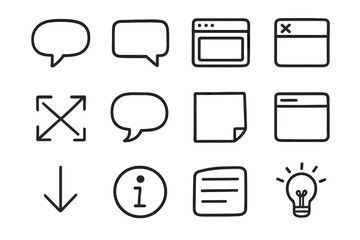 Poster - Icon set: speech bubbles, windows, info, light bulb, and more