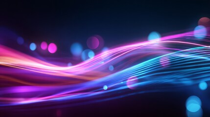 Poster - Abstract Vibrant Neon Wave Lines Swirling Dynamic Purple Blue Pink Light Energy Flowing Futuristic Background Design Illustration Digital Art glow color style shine curve