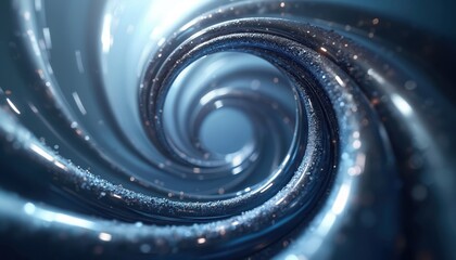 Aufkleber - Abstract spiral design in silver and navy blue with smooth textures and light reflections, set against gradient background. Contemporary aesthetic for modern design or tech product demo.