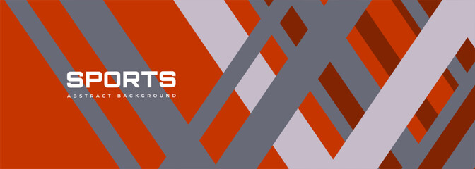 Poster - Red and gray modern sports banner design with diagonal lines. Vector abstract wide horizontal sporty background.