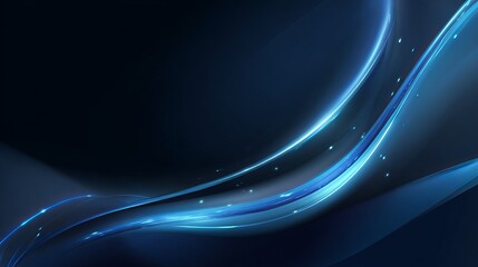 Poster - Abstract Blue Glowing Waves Dynamic Design Elegant Background Modern Futuristic Technology Digital Art Smooth Lines Dark Blue Background Professional Presentation        