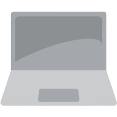 Poster - Simple and minimalist illustration of a grey laptop computer on a black background