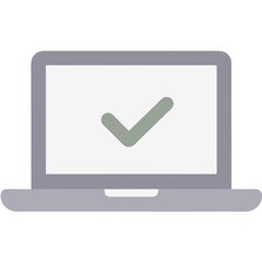 Aufkleber - Laptop with green check mark, symbol for success, verification on a screen computer isolated