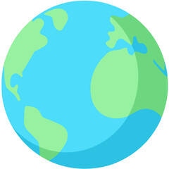 Poster - Simple Flat Earth Globe Illustration Depicting Continents and Oceans Against Black Backdrop