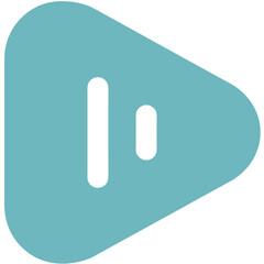 Aufkleber - Cyan Play Icon with Pause Symbol on Black Background: A Minimalist Vector Design