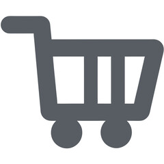Poster - Simple Gray Shopping Cart Icon on a Black Background: E-commerce and Merchandising