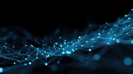 Fototapete - Abstract Blue Network Digital Connections Futuristic Technology Background Elegant Modern Design Digital Art Abstract Geometric Shapes Creative Wave Lines Dark Blue      