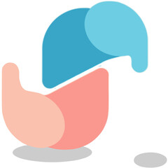Aufkleber - A stylized abstract vector illustration of a blue and red shape on a black background