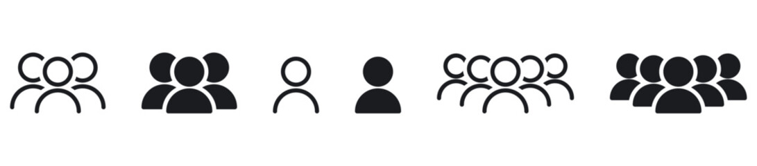 Leinwandbilder - group of people icons. user icon. teamwork icon. 3 users icon. depicting groups and individuals, symbolizing community, teamwork, and social connection