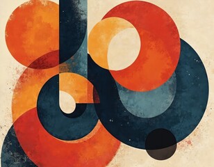 Aufkleber - Vibrant abstract graphic design with colorful circles and lines. Modern composition. Dynamic shapes in red blue orange colors. Creative art for backgrounds posters designs.