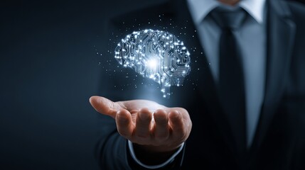 Poster - digital brain artificial intelligence concept futuristic technology innovation network businessman h