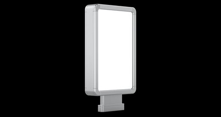 Poster - Blank citylight billboard, rotating. 3D Video Animation, Seamlessly Loopable. 3D rendering isolated on transparent background