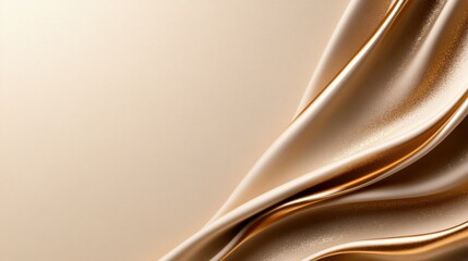 Poster - Luxurious golden fabric gracefully flows and drapes in a contemporary space. The soft texture highlights the play of light and shadow, creating a serene atmosphere.