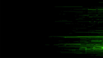 Fototapete - Abstract green digital glitch lines on a black background. vector illustration. cyberpunk style. Glitchy pixel art. futuristic technology concept. cyber network data stream. 