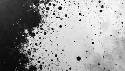 Poster - Abstract grunge texture with pin dots in black, white colors. Chaotic scattered ink blots, paint drops on light background. Artistic design element, modern stylish background for various projects.