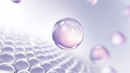 Poster - Close-up of translucent bubbles floating above a textured surface, showcasing delicate reflections and soft colors, creating an ethereal and calming atmosphere in a minimalistic design