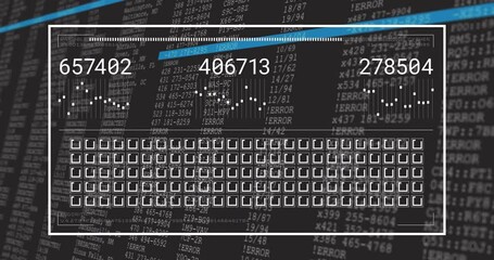 Poster - After panel opening, panel showing numeric charts while blue bar scanning code for monitoring