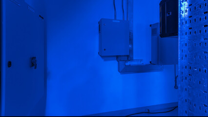 Wall Mural - special case with shelves where batteries are stocked for emergency relief timelapse hyperlapse